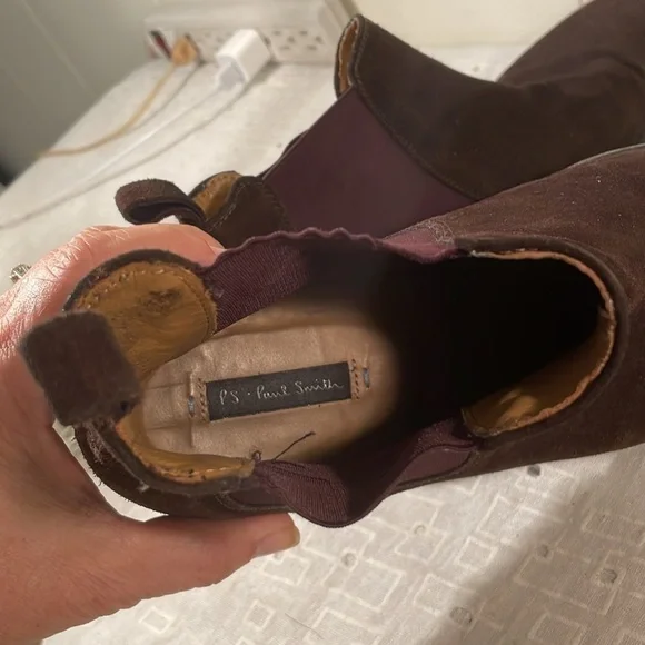 Paul Smith Chocolate Brown Suede Chelsea Slip On Boots Size Mens 7 Unisex - Picture 5 of 12